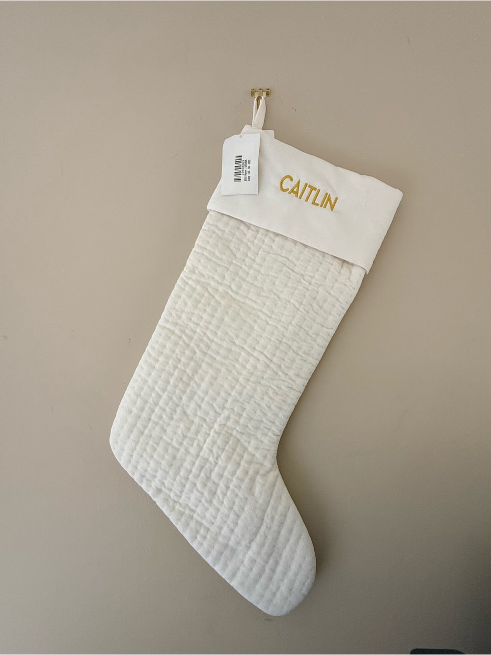 Channel Quilted Fabric Christmas Stocking